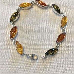 NEW AMBER STERLING BRACELET 7.25”" long